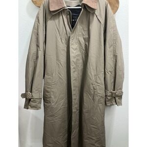 Context Trench Coat Womens M Belted Single Breasts Plaid Lining Khaki Retro Chic